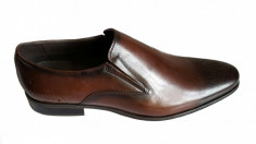 Pantofi barbati lux - eleganti din piele naturala maro cu elastic - Model Valentino foto