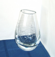 Vaza cristal masiv gravata manual - semnata Vicke Lindstrand Kosta (3+1 GRATIS!) foto