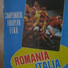 Program meci rugbi / Romania - Italia (15 aprilie 1989)