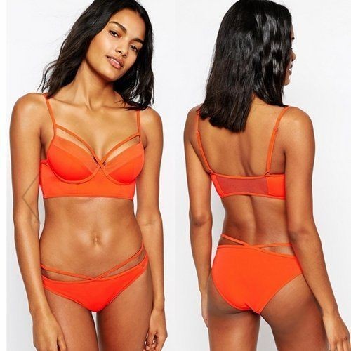 Costum de baie cu push up portocaliu neon, Orange, Doua piese, S/M |  Okazii.ro