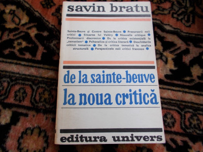 De la Saint-Beuve la noua critica - S. Bratu foto