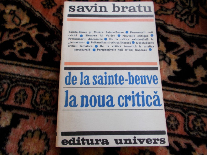De la Saint-Beuve la noua critica - S. Bratu