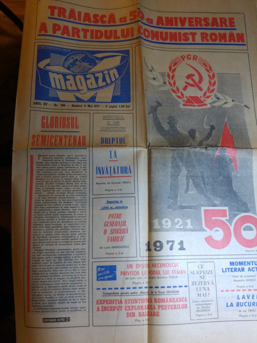 ziarul magazin 8 mai 1971(a-50-a aniversare a partidului comunist roman )