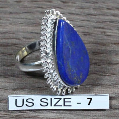 Superb inel stantat argint 925 cu Lapis Lazuli. Marimea 7 - descriere cristal foto