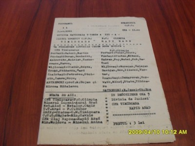 program CFR Timisoara - Olimpia S.M. foto