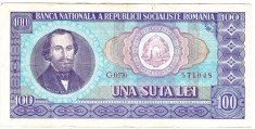 1) Bancnota 100 Lei 1966 portret Balcescu VF+ foto