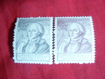 Serie Personalitati -200 Ani inventator P.Divis 1954 Cehoslovacia , 2 val. foto