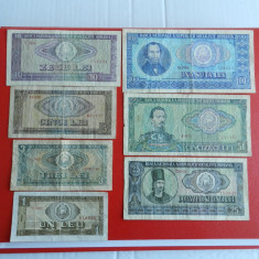 Lot complet bancnote Romania 1966 : 1,3,5,10,25,50,100 lei (lotul 2) foto