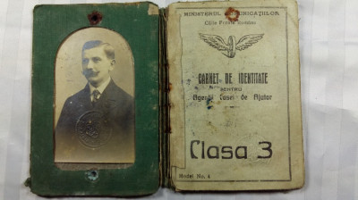 CFR - CARNET DE IDENTITATE - AUTORIZATIE DE CALATORIE - ATEL. CFR CLUJ ANUL 1921 foto