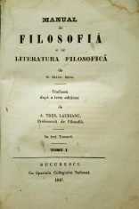 Treboniu Laurian, MANUAL DE FILOSOFIE, Bucuresti, 1847 foto
