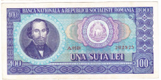 1) Bancnota 100 Lei 1966 portret Balcescu VF foto