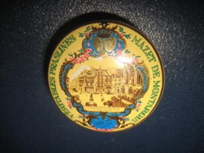 5718-Cutiuta vintage colectie bomboane Praslines Mazet de Montargis. foto
