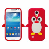 Husa silicon PINGUIN ROSU Samsung Galaxy S4 i9500 i9505 + folie ecran