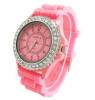Ceas dama Fashion GENEVA curea silicon pink + cutie simpla cadou, Analog, Otel