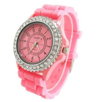 Ceas dama Fashion GENEVA curea silicon pink + cutie simpla cadou foto