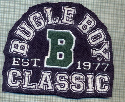 314 -EMBLEMA MARE - BUGLE BOY CLASSIC -EST. ,,B&amp;quot; 1977 -starea care se vede foto