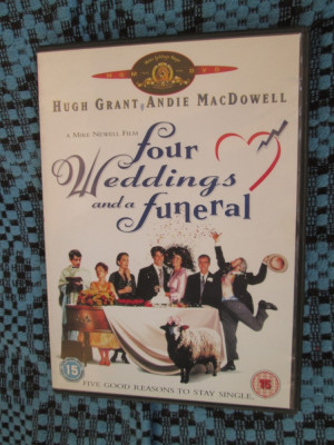 FOUR WEDDINGS AND A FUNERAL - 1 DVD ORIGINAL FILM cu HUGH GRANT - CA NOU!!! foto