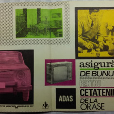 2 PLIANTE PUBLICITARE ADAS - ASIGURARE COMPLEXA SI ASIG. DE BUNURI - ANUL 1969