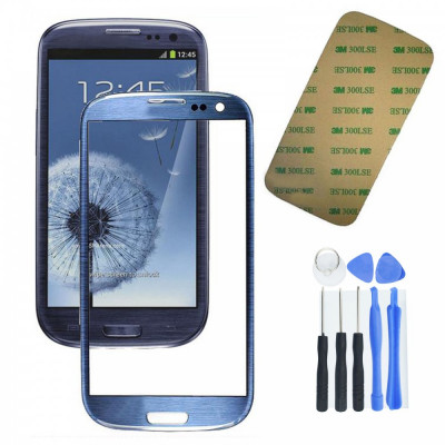 Sticla Display Fata Samsung Galaxy S3 i9300 neo ALBASTRU + kit scule + adeziv foto