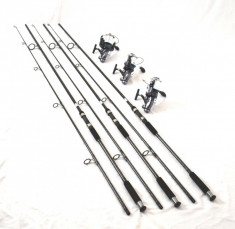 Set 3 MASTER CARP3,6m 2 tronsoane cu 3 mulinete xz8000, 10 RUL si baitrunner foto