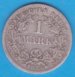 (11) MONEDA DIN ARGINT GERMANIA - 1 MARK 1874, LIT. F, NECURATATA, Europa