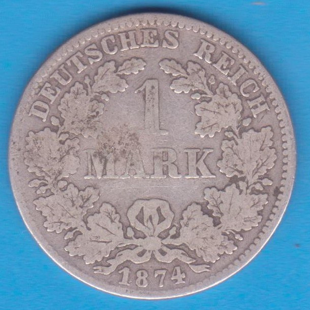 (12) MONEDA DIN ARGINT GERMANIA - 1 MARK 1874, LIT. D, NECURATATA