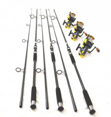 Set 3 MASTER CARP3,6m 2 tronsoane cu 3 mulinete SW50 10 RUL si baitrunner foto