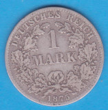 (5) MONEDA DIN ARGINT GERMANIA - 1 MARK 1875, LIT. B, PURITATE 900, NECURATATA, Europa