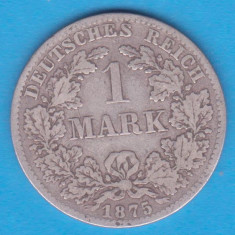 (5) MONEDA DIN ARGINT GERMANIA - 1 MARK 1875, LIT. B, PURITATE 900, NECURATATA