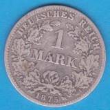 (2) MONEDA DIN ARGINT GERMANIA - 1 MARK 1875, LIT. C, PURITATE 900, NECURATATA, Europa