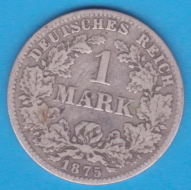 (2) MONEDA DIN ARGINT GERMANIA - 1 MARK 1875, LIT. C, PURITATE 900, NECURATATA