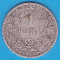 (2) MONEDA DIN ARGINT GERMANIA - 1 MARK 1874, LIT. D, NECURATATA