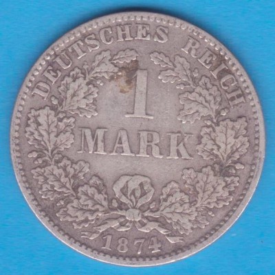 (2) MONEDA DIN ARGINT GERMANIA - 1 MARK 1874, LIT. D, NECURATATA foto