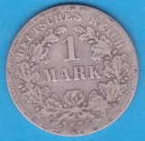 (6) MONEDA DIN ARGINT GERMANIA - 1 MARK 1874, LIT. F, NECURATATA, Europa