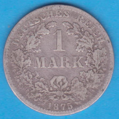 (7) MONEDA DIN ARGINT GERMANIA - 1 MARK 1875, LIT. B, PURITATE 900, NECURATATA