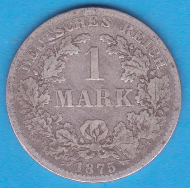 (7) MONEDA DIN ARGINT GERMANIA - 1 MARK 1875, LIT. B, PURITATE 900, NECURATATA