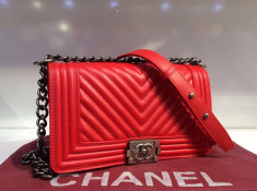 Geanta Chanel Le Boy Chevron Medium Size * Piele Ecologica First Class Premium * foto