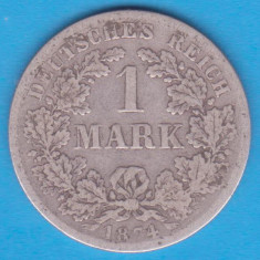 (3) MONEDA DIN ARGINT GERMANIA - 1 MARK 1874, LIT. F, NECURATATA
