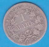 (5) MONEDA DIN ARGINT GERMANIA - 1 MARK 1874, LIT. F, NECURATATA, Europa