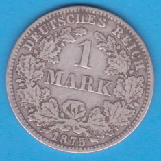 (9) MONEDA DIN ARGINT GERMANIA - 1 MARK 1875, LIT. C, PURITATE 900, NECURATATA