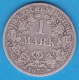 (12) MONEDA DIN ARGINT GERMANIA - 1 MARK 1875, LIT. B, PURITATE 900, NECURATATA, Europa