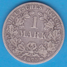 (12) MONEDA DIN ARGINT GERMANIA - 1 MARK 1875, LIT. B, PURITATE 900, NECURATATA