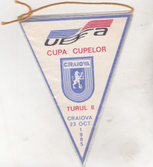 bnk fn Fanion Universitatea Craiova Dinamo Kiev Cupa Cupelor 1985 foto