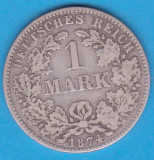 (3) MONEDA DIN ARGINT GERMANIA - 1 MARK 1874, LIT. H, PURITATE 900, NECURATATA, Europa