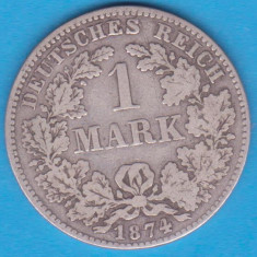 (3) MONEDA DIN ARGINT GERMANIA - 1 MARK 1874, LIT. H, PURITATE 900, NECURATATA