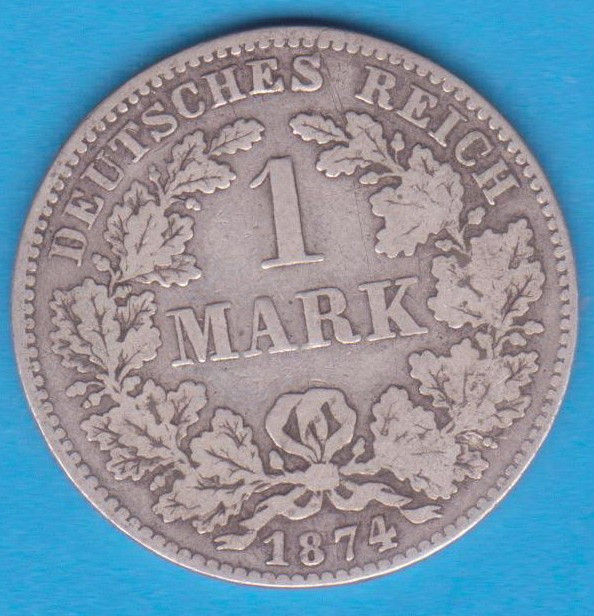 (3) MONEDA DIN ARGINT GERMANIA - 1 MARK 1874, LIT. H, PURITATE 900, NECURATATA