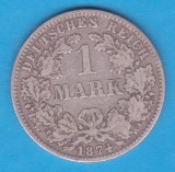 (4) MONEDA DIN ARGINT GERMANIA - 1 MARK 1874, LIT. D, NECURATATA, Europa