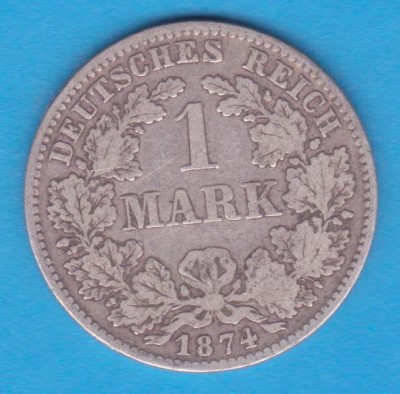 (4) MONEDA DIN ARGINT GERMANIA - 1 MARK 1874, LIT. D, NECURATATA foto