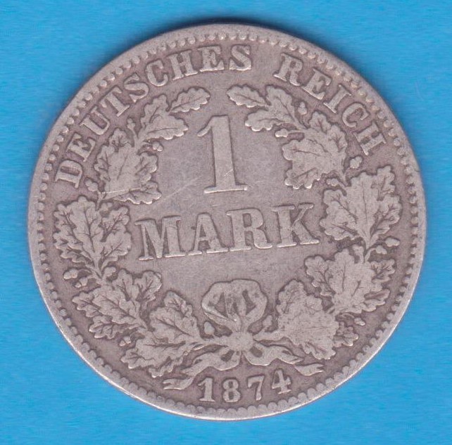 (4) MONEDA DIN ARGINT GERMANIA - 1 MARK 1874, LIT. D, NECURATATA