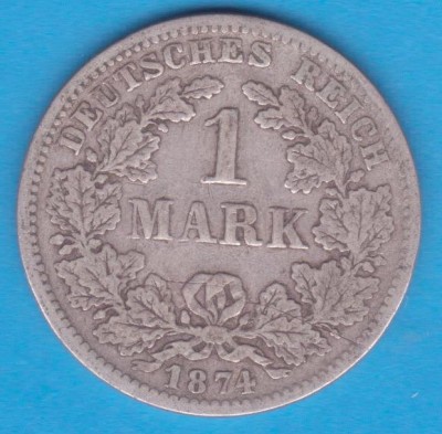 (2) MONEDA DIN ARGINT GERMANIA - 1 MARK 1874, LIT. F, NECURATATA foto